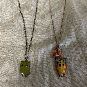 Set of Two Owl Necklaces